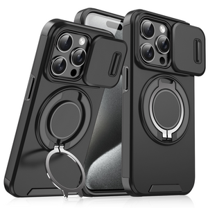 Maska / futrola CamShield Ring stand za iPhone 15 Pro 6.1 crna.