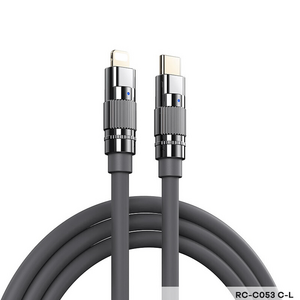 Data kabl REMAX Wefon 20W Zinc-Alloy Elastic with Light RC-C053 (type C-Lightning) siva.