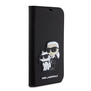Maska / futrola Karl Lagerfeld Saffiano BP Nft Karl&Choupette za iPhone 15 Pro 6.1 crna(KLBKP15LSANKCPK).