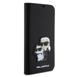 Maska / futrola Karl Lagerfeld Saffiano BP Nft Karl&Choupette za iPhone 15 Pro Max 6.7 crna (KLBKP15XSANKCPK).