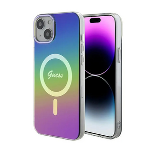 Maska / futrola Guess Hc IML Magsafe Iridescent za iPhone 15 crna (GUHMP15SHITSK).
