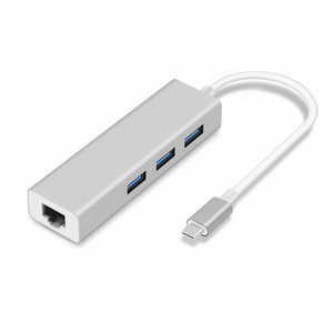 Adapter Type C na 3 USB 3.0 + RJ45 Gb JWD-T5 srebrni.