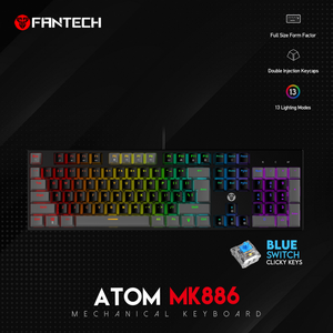 Tastatura Mehanicka Gaming Fantech MK886 RGB Atom crna (Blue switch).