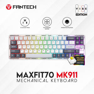 Tastatura Mehanicka Gaming Fantech MK911 RGB Vibe Maxfit 70 Epic Greyscale Wireless (Yellow switch).