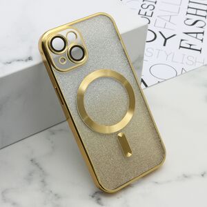 Maska / futrola GLITTER MAGSAFE za iPhone 15 zlatna (MS).