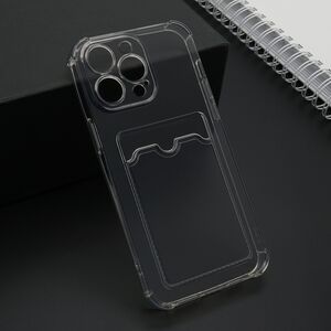 Maska / futrola providna CARD POCKET za iPhone 15 Pro Max (6.7) siva (MS).