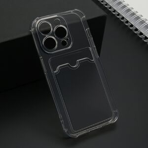 Maska / futrola providna CARD POCKET za iPhone 15 Pro (6.1) siva (MS).