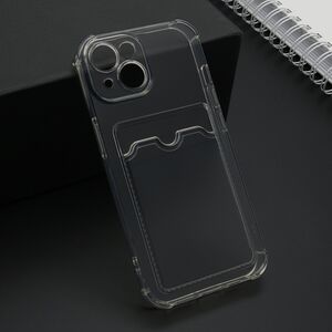 Maska / futrola providna CARD POCKET za iPhone 15 siva (MS).