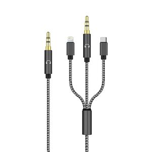 Adapter audio 3-in-1 3.5mm na Type-C + AUX + lightning crni (MS).