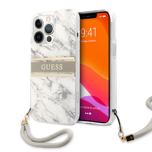 Maska / futrola Guess Marble Strap za iPhone 13 Pro siva (GUHCP13LKMABGR).