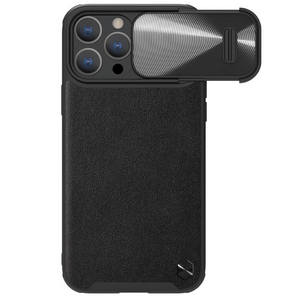 Maska / futrola Nillkin CamShield Leather S za iPhone 14 Pro crna.