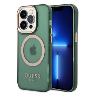 Maska / futrola Guess Hc Magsafe Outline Translucent za iPhone 14 Pro zlatna (GUHMP14LHTCMA).