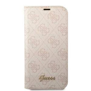 Maska / futrola Guess BT PC/TPU 4G PU Script Metal za iPhone 14 Pro pink (GUBKP14LHG4SHP).