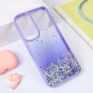 Maska / futrola Frame Glitter za Samsung A556 Galaxy A55 5G ljubicasta.