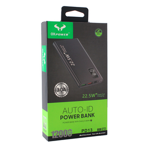 Back Up Baterija prenosiva baterija Oxpower P13 PD fast 12000 mAh crna.