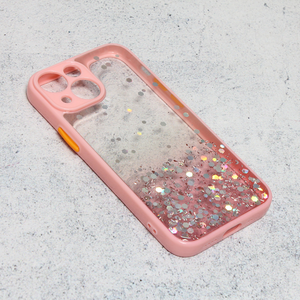 Maska / futrola Frame Glitter za iPhone 13 Mini roze.