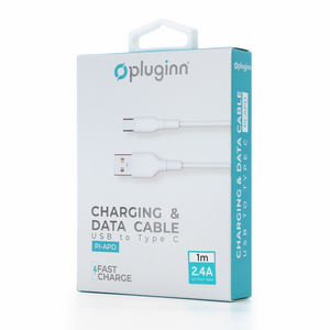 Data Kabl Pluginn PI-APD 2.4A USB na Type C beli 1m.