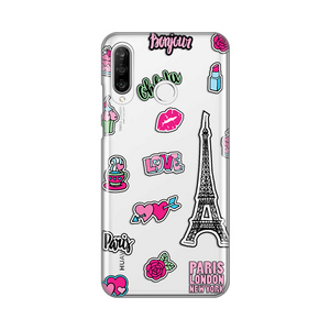 Silikonska maska / futrola print ultra tanka za Huawei P30 Lite Love Paris.