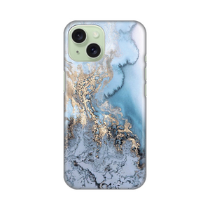 Silikonska maska / futrola print za iPhone 15 Blue Gold Marble.