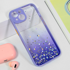 Maska / futrola Frame Glitter za iPhone 15 ljubicasta.