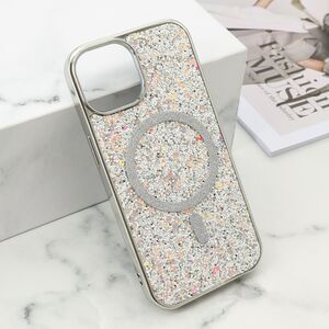 Futrole GLAM GLOW MagSafe za iPhone 15 srebrna (MS).