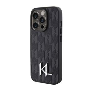 Maska / futrola Karl Lagerfeld Leather Case With Hot Stamping Monogram And Kl Metal Logo za iPhone 15 Pro Max (6.7) crna original (KLHCP15XPKLPKLK) (MS).