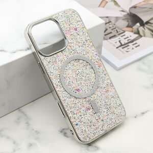 Maska / futrola GLAM GLOW MagSafe za iPhone 16 Pro Max (6.9) srebrna (MS).