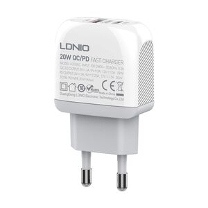 Kucni punjac LDNIO A2316C QC3.0 18W, PD 20W Type-C na Type-C beli (MS).