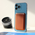 Maska / futrola Leather Magsafe Pocket za iPhone 12 braon.