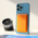 Maska / futrola Leather Magsafe Pocket za iPhone 12 narandzasta.