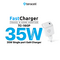 Kucni punjac Teracell Evolution TC-16GP, GaN, PD 3.0, 35W sa PD iPhone lightning kablom beli CE.
