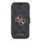 Maska / futrola Guess Bk Pu leather 4G Metal Logo za iPhone 15 siva (GUBKP15S4GMGGR).